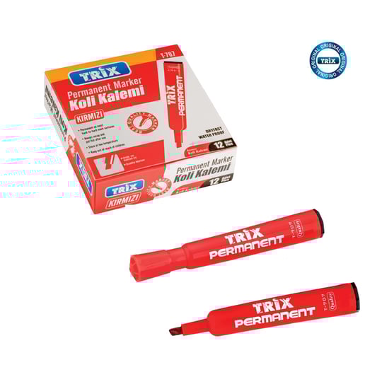 Trix Koli Kalemi Kesik Uç Permanent Marker Kırmızı