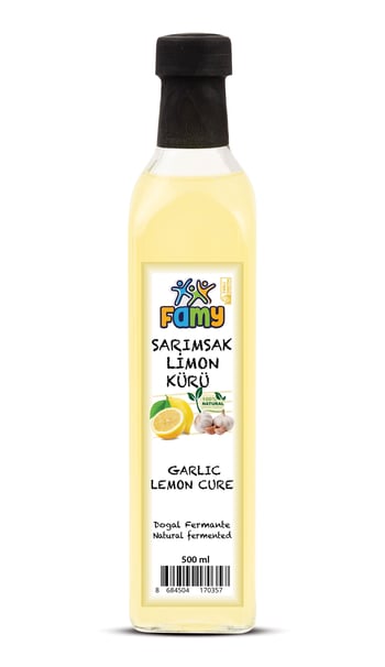 Famy Sarımsak Limon Detox Kürü Doğal Fermentasyon 500 ML Cam Şişe