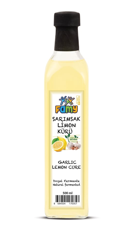 Famy Sarımsak Limon Detox Kürü Doğal Fermentasyon 500 ML Cam Şişe