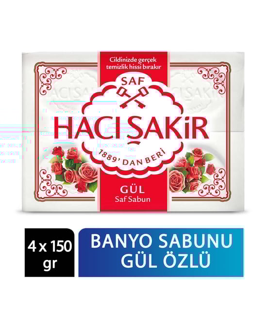 Hacı Şakir Banyo Sabunu 4 x 150 gr Gül