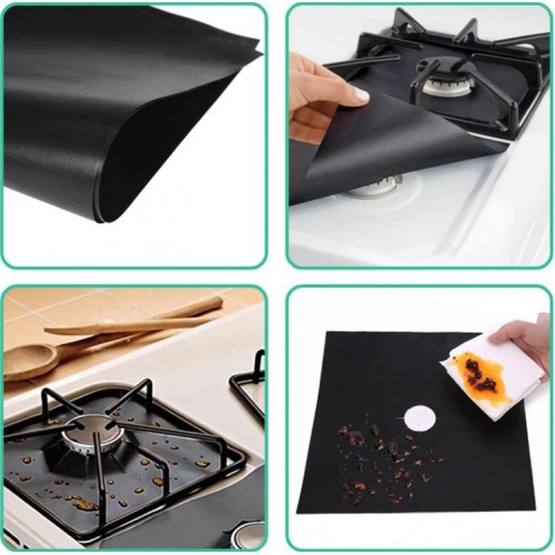 DİYARI FIRSAT Ocak Koruyucu Folyo Yanmaz Yapışmaz 4'lü Set SiYAH