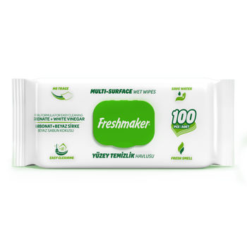 Freshmaker Çok Yüzeyli Islak Mendil Kapaklı Yeşil 100'lü