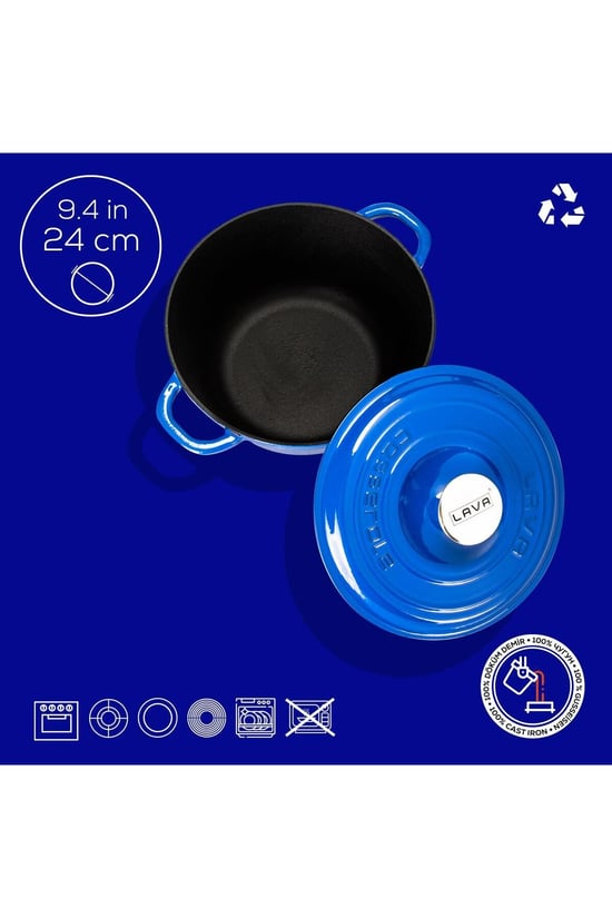 Lava New Heritage Yuvarlak Mavi 24 cm Döküm Tencere