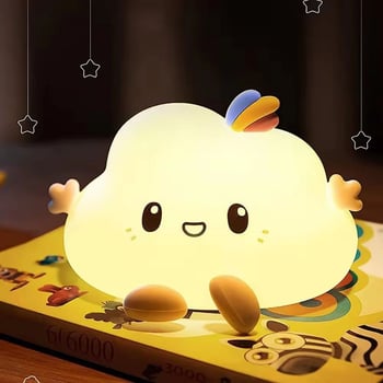 BUFFER® 5 Farklı Renk Modlu Bulut Figürlü Pofuduk LED Gece Lambası–Yumuşak Dokulu Çocuk Odası ve Dek