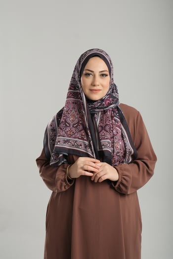 Hürrem Bone Antrasit Desenli Şal Kesik Elyaf Pamuksu Etnik Dijital Baskılı 202123_25