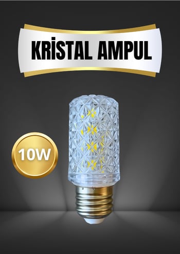 10W kristal ampul, E27 kristal lamba, dekoratif LED ampul, kristal cam ampul, E27 duy ampul, cam görünümlü ampul, net ışık veren ampul, tasarım ampul, vitrin ampulü