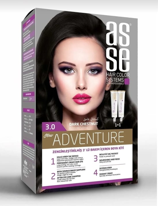 Asse 3,0 Koyu Kestane Saç Boyası 2'li