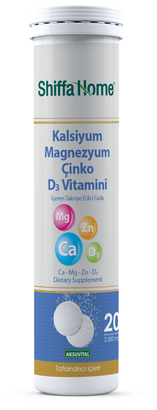 Shiffa Home Kalsiyum Magnezyum Çinko D3 Vitamini  - 20 Efervesan Tablet