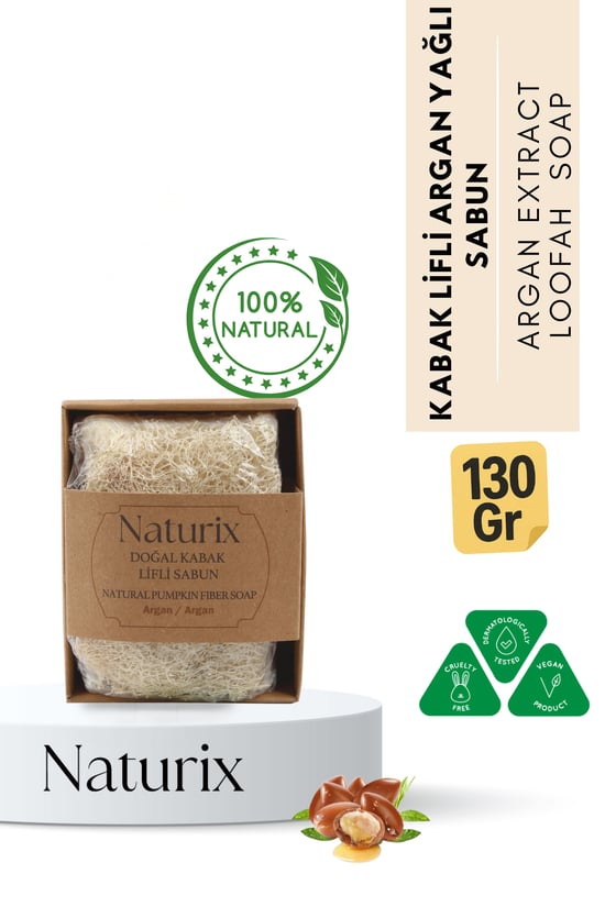 Kabak Lifli Argan Yağlı Sabun 130 gr | Peeling Etkili, Nemlendirici ve Arındırıcı Sabun