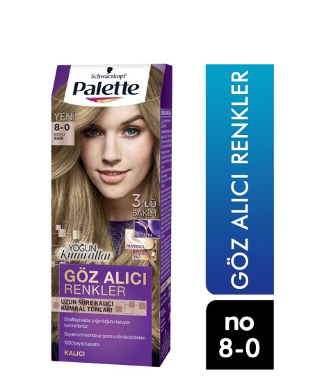 Palette  Saç Boyası 50 ml Göz Alıcı Renkler Koyu Sarı 8-0 Tüp Krem
