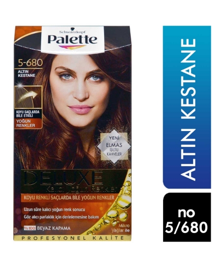 palette, palette saç boyası, saç boyası, kestane rengi saç boyası, palette deluxe 5/680 altın kestane