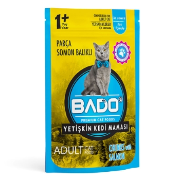 Resim Bado Yaş Mama Yetişkin Kedi Maması 85 gr Somon Balıklı