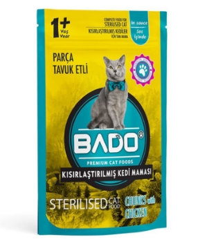 Resim Bado Yaş Mama Kedi Maması 85 gr Kısırlaştırılmış Parça Etli