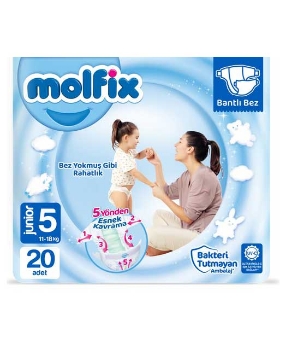 Resim Molfix Bebek Bezi Jumbo 3D Junior 20'li