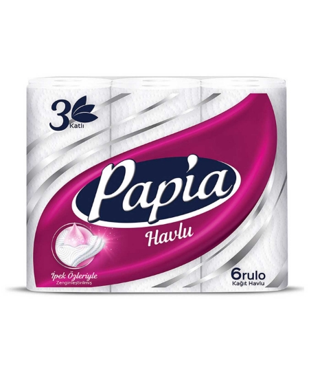 papia, kağıt havlu, havlu peçete, kağıt peçece, 6lı kağıt havlu, 3 katlı havlu, kağıt temizlik ürünleri, peçete havlu, havlu peçete