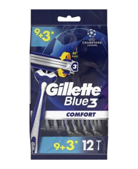 Resim Gillette Blue 3 Tıraş Bıçağı 9 + 3'lü Poşet Comfort Şampiyonlar Ligi