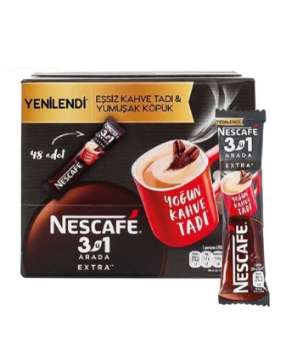 nescafe, 3'ü 1 arada, 3ü1arada, toz kahve, çözünebilir kahve, sütlü kahve, sütlü nescafe, köpüklü kahve, köpüklü nescafe, neskafe,extra