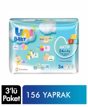 Resim Uni Baby Islak Mendil Aktif Oyna Öğren 3'lü 156 Yaprak