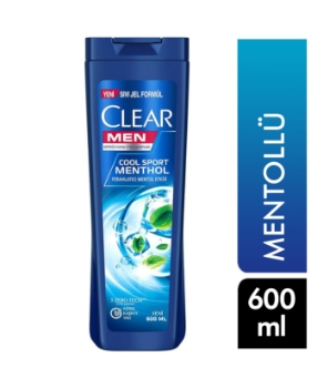 Resim Clear Şampuan 600 ml Men Cool Sport Mentol Kepeğe Karşı Etkili