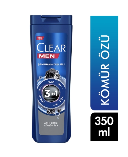clear,clear men, men şampuan, 350 ml,  Maksimum Ferahlık, kömür, kepeğe karşı, kepeğe karşı şampuan,duş jeli,saç vüvut