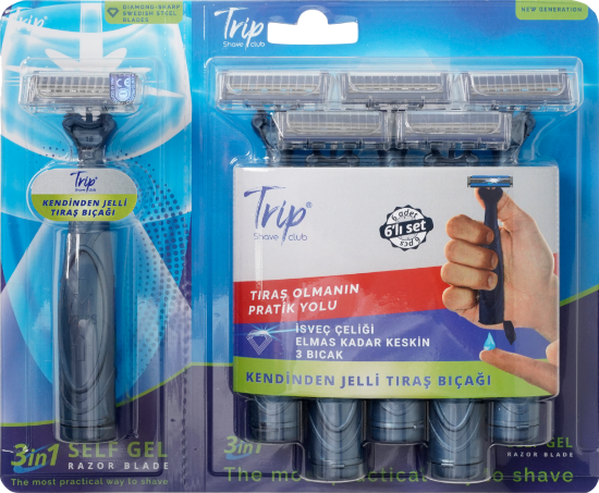 TRIP TIRAŞ BICAĞI-TRIP SHAVE CLUB-TIRAŞ-RAZOR-BLADE -SELF-GEL -KENDINDEN JELLI