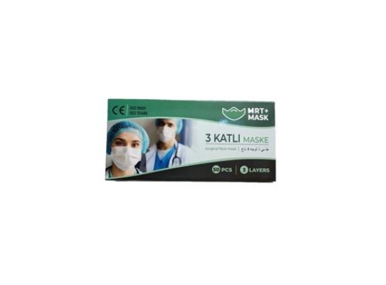 Mrt 3 Katlı Tek Kullanımlık Maske Siyah/Beyaz