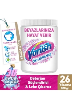 Resim Vanish Kosla Multipower Oxi Advance Beyazlar Için Leke Çıkartıcı & Deterjan Güçlendirici Toz 800 G