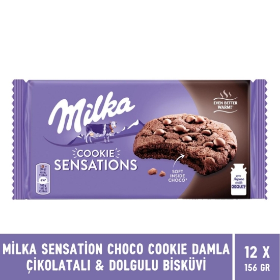 Milka Sensations Choco Cookie Damla Çikolata ve Dolgulu Bisküvi 1