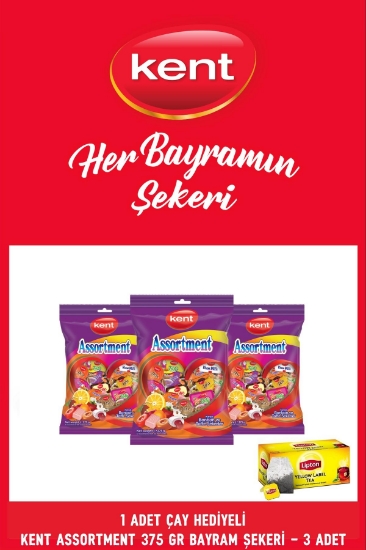 Kent  Çay Hediyeli Kent Assortment Karışık Bayram Şekeri 375 gr - 3 Adet