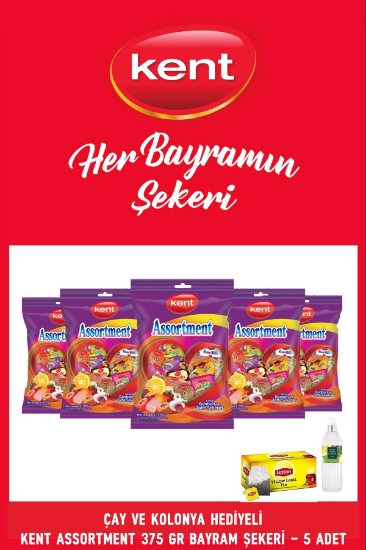 Kent Çay ve Kolonya Hediyeli Kent Assortment Karışık Bayram Şekeri 375 gr - 5 Adet