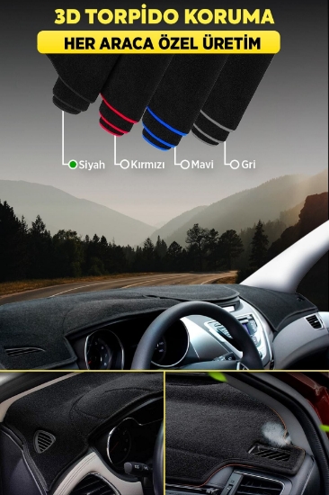 Ford Kuga (2015-2019) 3d Torpido Koruyucu Kılıf - Ön Göğüs Panel Kaplama - Siyah Şerit
