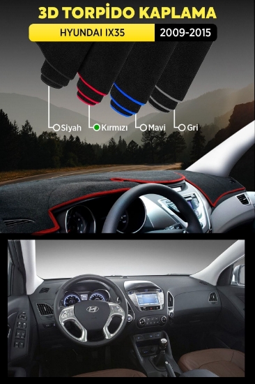Hyundaı Ix35 (2009-2015) 3d Torpido Koruma Kılıfı - Ön Göğüs Panel Kaplama - Kırmızı Şerit