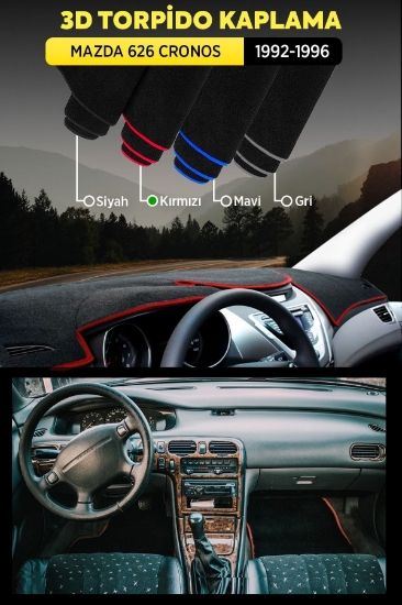 Mazda 626 Cronos (1992-1996) 3d Torpido Koruma Kılıfı - Ön Göğüs Kaplama - Kırmızı Şerit