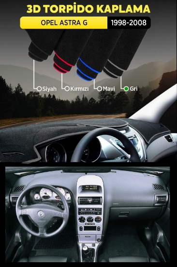 Opel Astra G (1998-2008) 3d Torpido Koruma Kılıfı - Ön Göğüs Kaplama - Gri Şerit