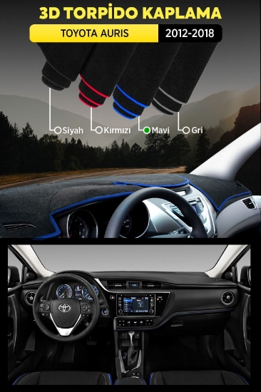 Toyota Aurıs (2012-2018) 3d Torpido Kılıfı Panel Koruyucu Göğüs Kaplama - Gri Şerit