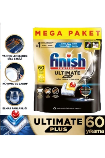 Finish Ultimate Plus Hepsi Bir Arada 60 Kapsül Lemon Bulaşık Makinesi Tableti
