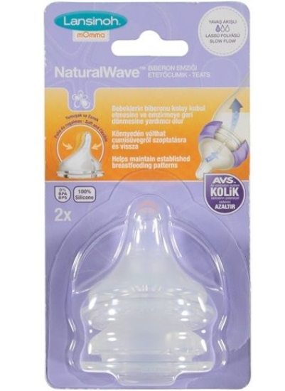 Lansinoh Natural Wave Biberon Emzigi 2 li Yavas Akış