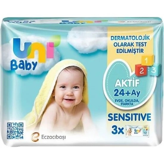 Uni Baby Aktif Sensitive Islak Mendil 24+ Ay 3x52 Adet