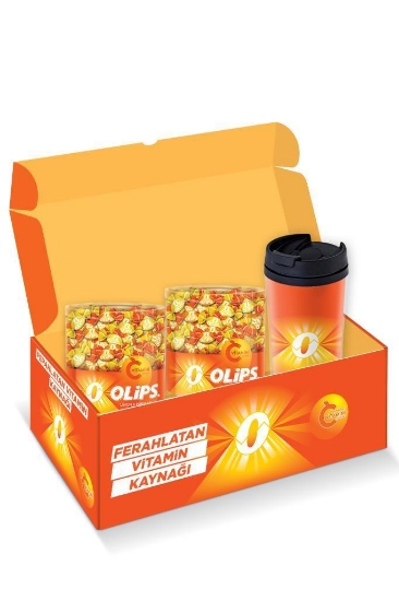 Olips C Vitaminli Limon&Portakal Aromalı 462 gr Kavanoz Şeker Termos Hediyeli Paket