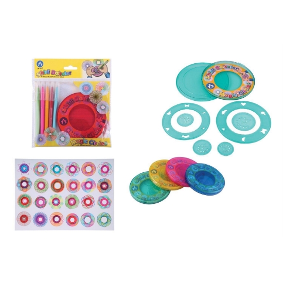 Ark Sihirli Daireler + 5 Adet Renkli Tükenmez Kalem Set
