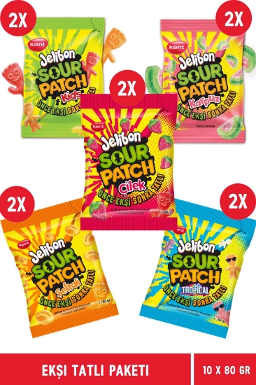 Jelibon Sour Patch Tropikal Meyve Aromalı Yumuşak Şekerleme 80 gr - 24 Adet