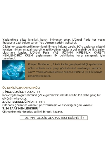 L'Oreal Paris Paris Yaş Uzmanı 30+ Kırışıklık Karşıtı Nemlendiric