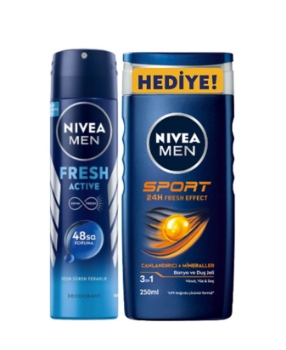 Nivea Deo 150 ml Erkek Fresh Active + Nivea 250 ml Duş Jeli Sport