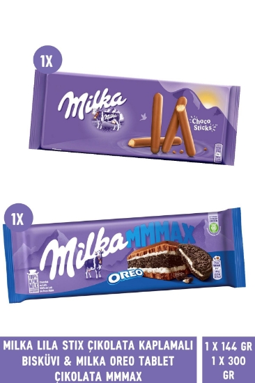 Milka Lila Stix Çikolata Kaplamalı Bisküvi 144 gr - 1 Adet & Milka Oreo 300gr - 1 Adet