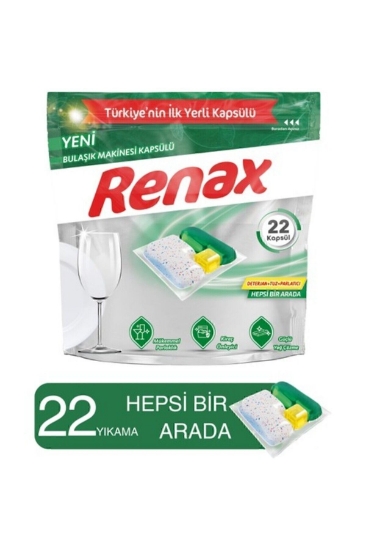 Renax Bulaşık Makinesi Kapsülü Tableti Hepsi Bir Arada 22 Li