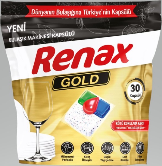 Renax Bulaşık Makinesi  Tableti Kapsülü Hepsi Bir Arada  30 'LU   ( GOLD  KÖTÜ KOKULARA KARŞI )