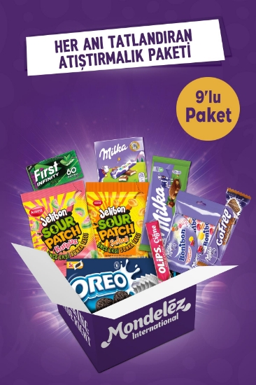 Mondelez (Milka, First, Jelibon, Oreo, Olips) Karma Enfes Atıştırmalık 9'lu Paketi
