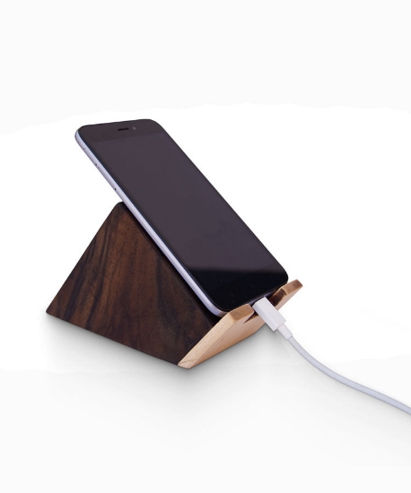 Blok Telefon Standı - Ceviz ve Akça