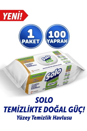Solo Sirke ve Karbonat Katkılı Yüzey Temizleme Havlusu  Islak Mendil 100 lü