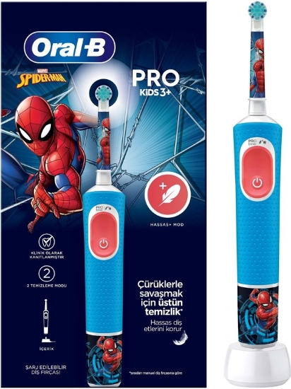 Oral-B D103 VİT Pro Spidermen Kutulu Şarjlı Çocuk Diş Fırçası
